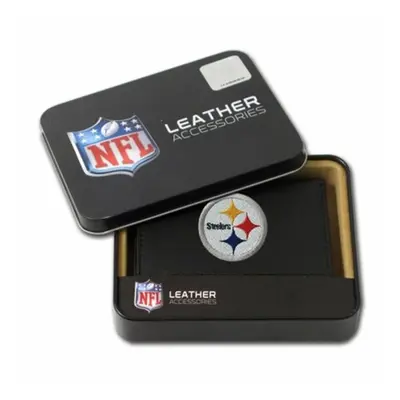 Rico Sporting Goods Pittsburgh Steelers Men&apos;s Black Leather Tri-fold Wallet