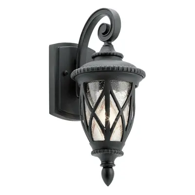 Outdoor IP44 Bulb Wall Light Lantern Textured Black LED E27 40W d01592