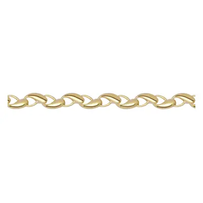 Jewelco London Ladies Solid 9ct Yellow Gold Rain Drop Waves 8mm Chain Link Bracelet, 7.5 inch 19