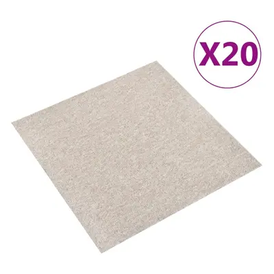 vidaXL 20x Carpet Floor Tiles mÂ² 50x50 cm Light Beige Flooring Mat Bedroom