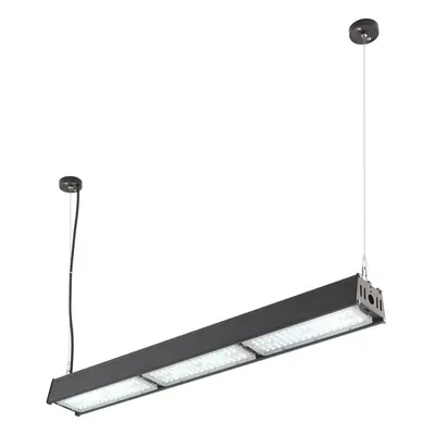 Low Bay Warehouse Pendant Light - 100W Daylight White LED - Matt Black