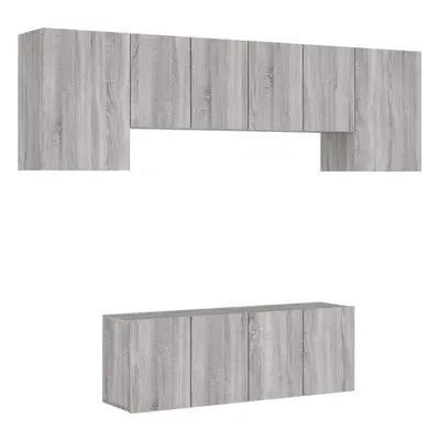 (grey sonoma) vidaXL TV Wall Units Piece Floating TV Wall Unit TV Stand Engineered Wood