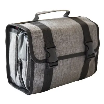 (Grey) Large Size Waterproof Wash Bag Travel Portable Folding Hanging Makeup Storage Bag 300D Ca