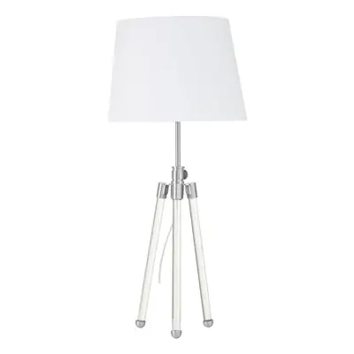 Premier Housewares Nickel Finish Table Lamp Three-Legged With Ball Feet And White Shade Adjustab