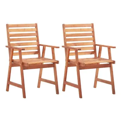 vidaXL 2x Solid Acacia Wood Outdoor Dining Chairs Garden Patio Dinner Chairs