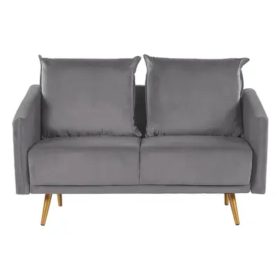 2 Seater Velvet Sofa Grey MAURA