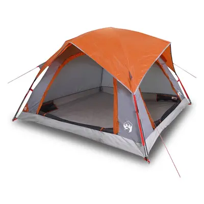 (grey and orange) vidaXL Camping Tent Cabin 4-Person Patio Lightweight Tent Dome Tent Waterproof