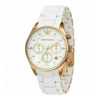 Emporio Armani Sportivo Ladies WatchÂ¦ChronographÂ¦Rose Gold White SiliconeÂ¦AR5920