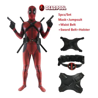 (Suit, Kids M) Halloween Cosplay Deadpool Lycra Full Body Spandex Deadpool Costume UK