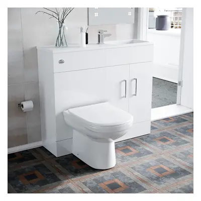 James 1000mm Freestanding White Slimline Vanity, Basin, WC Unit BTW Toilet