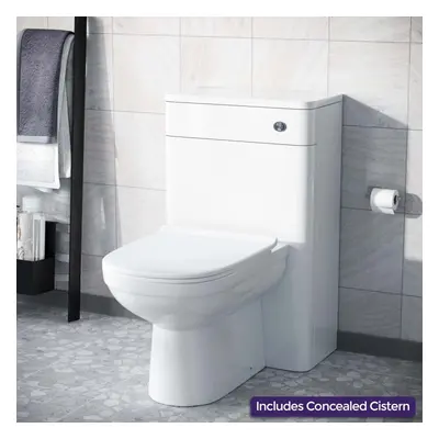 Modern 500mm Back To Wall WC Toilet Unit Gloss White | Afern