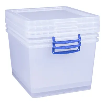 Really Useful Set Of 33.5 Litre Plastic Nesting Boxes - Clear