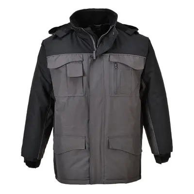 (Black/Grey, XS) Portwest Ripstop Parka