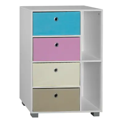 (Blue+Pink, White) Section Wooden Bookcase Living Room Drawers