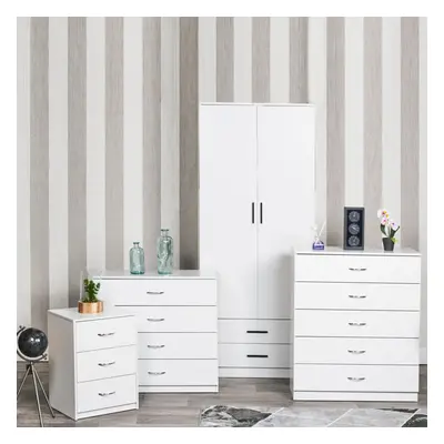 (White) Piece Wooden Chest Cabinet Bedside Table Clothes