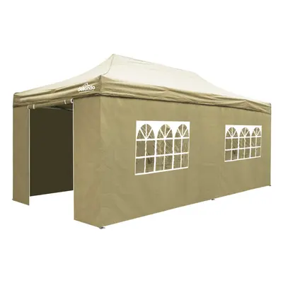 Premium 3x6m Pop-Up Gazebo & Side Walls, Water Resistant, Carry Bag, Stakes & Weight Bags - Beig