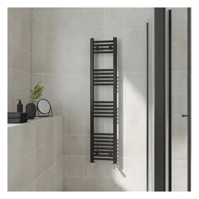 (Straight, 1400x300mm) Warmehaus Heated Towel Rail Black Bathroom Ladder Style Radiator Central 