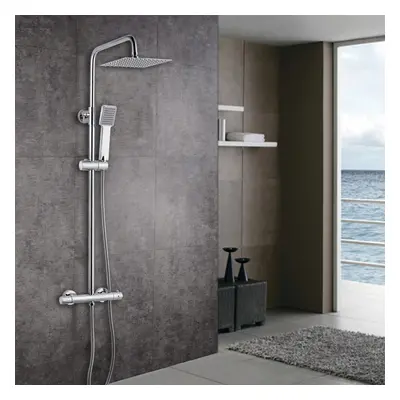 (200x200mm) AICA Thermostatic Shower Mixer Silver Chrome Square Set