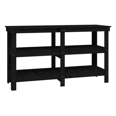 (black, 142.5 x x cm) vidaXL Work Bench Wooden Garage Working Table Storage Shelf Solid Wood Pin