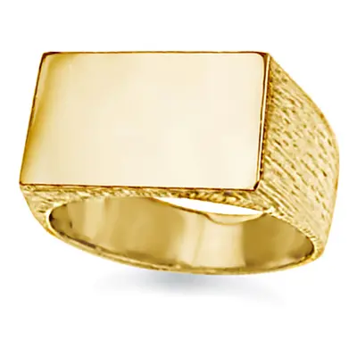 (V) Jewelco London Unisex Solid 9ct Gold Engravable Barked Initial Blank Plate Signet Ring - JIR