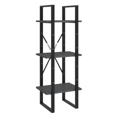 vidaXL Solid Pinewood 3-Tier Book Cabinet Grey Home Storage Rack Bookcase