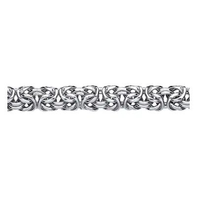 Jewelco London Ladies Sterling Silver Chunky Square Byzantine Chain Bracelet 12mm 8.25 inch - GV