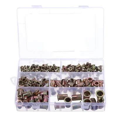 220Pcs M3/M4/M5/M6/M8/M10 Zinc Plated Rivet Nut Threaded Countersunk Head Insert Nut Tool Kits