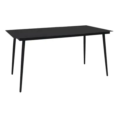 vidaXL Garden Dining Table Black 190cm Steel and Glass Outdoor Dinner Desk