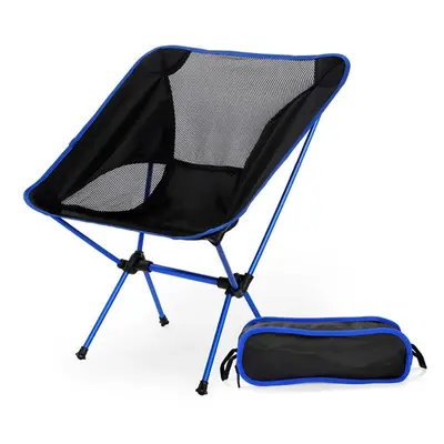 (Dark Blue) Portable Folding Camping Chair Beach Hiking Picnic Seat Extended Fishing Tools Chair