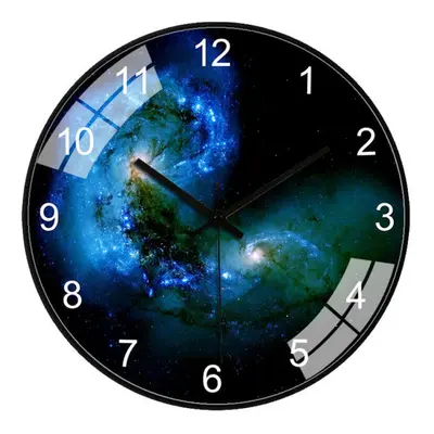 (Black A) Inch/30cm Star Space Galaxy Wall Clock Silent Living Room Bedroom Creative Hanging Clo