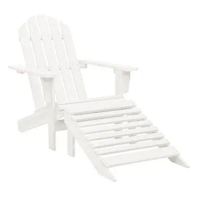 vidaXL Garden Chair with Ottoman Wood White Outdoor Patio Seating Lounger