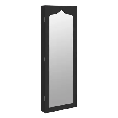 vidaXL Mirror Jewellery Cabinet Jewelry Armoire Mirror Wall Mounted Black