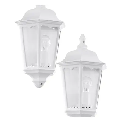 2 PACK IP44 Outdoor Wall Light White Traditional Lantern 60W E27 Porch Lamp