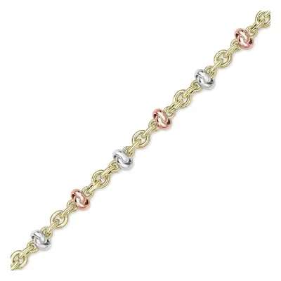 (7) Jewelco London 9ct Tri-Colour Gold Knot Motif Necklace Bracelet