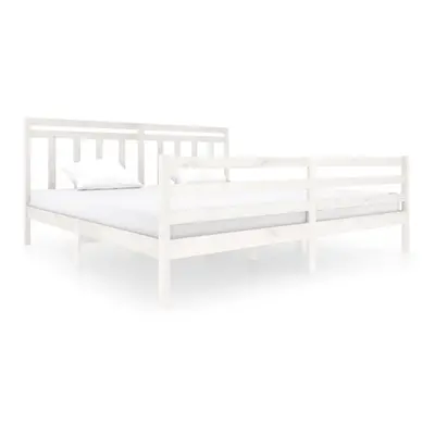 (white, x cm) vidaXL Bed Frame Bed Base Bedstead Bedroom Mattress Foundation Solid Wood