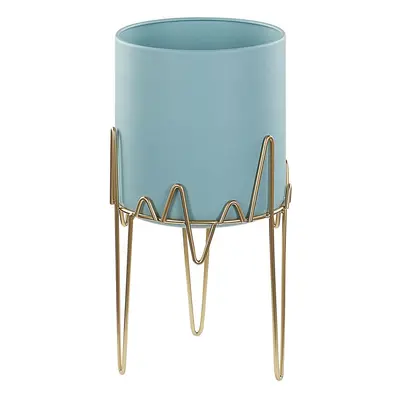 Metal Plant Pot Stand x x cm Blue with Gold KALANDRA