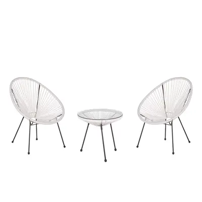 Bistro Set ACAPULCO II PE Rattan White