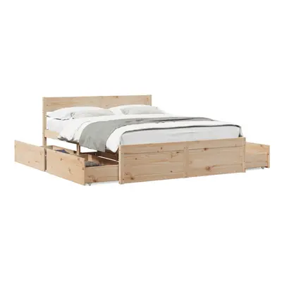 (natural, x cm) vidaXL Bed Frame with Drawers Bed Base Mattress Foundation Solid Wood Pine