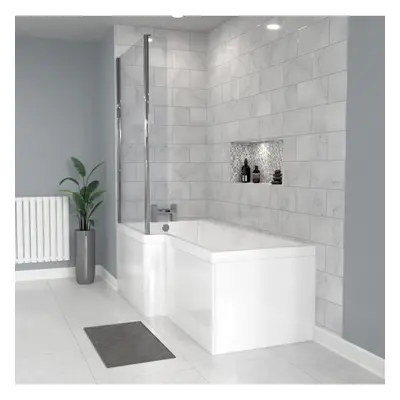 Nes Home x 850mm Left Hand Shaped Shower Bath With Shower Screen