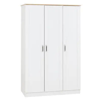 Portland Door Wardrobe in White with Oak Effect Finish