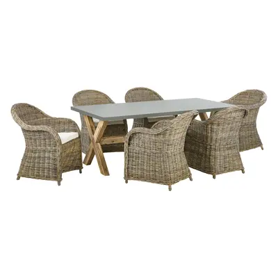 6 Seater Dining Set for SUSUA/OLBIA Concrete Light Wood