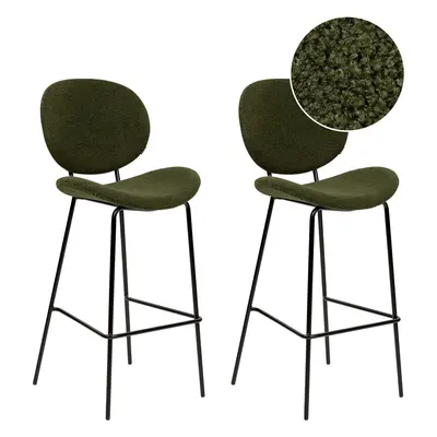 Set of Bar Chairs LUANA Boucle Dark Green