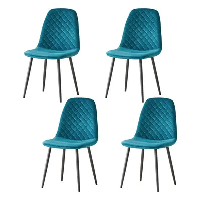 (Darkteal, 4) 2/4 x Dining Chairs Velvet Chair metal Legs office