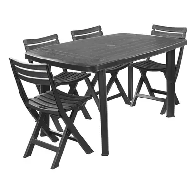 (6 Chairs) Large Collapsible Table With Folding Chairs Garden Set