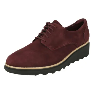 (UK 3.5, Burgundy (Red)) Ladies Clarks Smart Lace Up Shoes Sharon Noel - D Fit