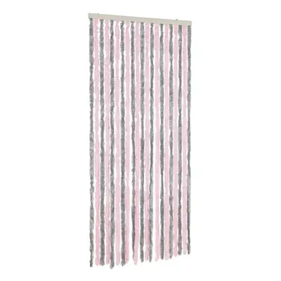 vidaXL Fly Curtain Fly Screen Curtain Silver Grey and Pink 90x220 cm Chenille