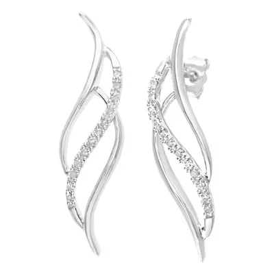 Jewelco London 9ct White Gold Round 10pts Diamond Twist Drop Earrings - PE0AXL2928W