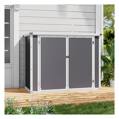 Outdoor Garden Tool Bicycle Double Door Storage Shed, Grey