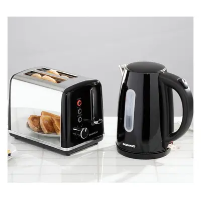 (Black) Daewoo Kensington 1.7L 3KW Jug Kettle & Slice Toaster Matching Set Combo Pack Bundle Sta