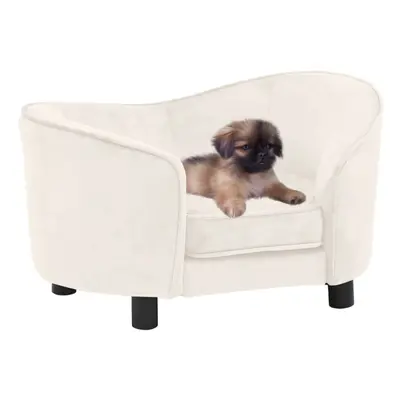 vidaXL Dog Sofa Cream Plush Animal Supply Pet Couch Comfortable Luxury Lounge